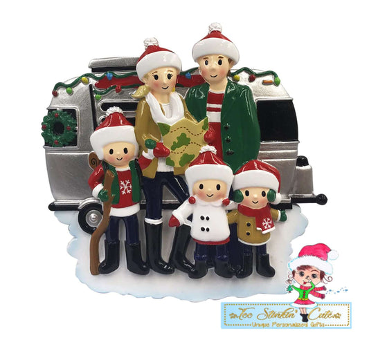 Personalized Christmas Camping RV Family of 5 Ornament|Camper Ornament|Camping Ornament|Happy Camper|Camping Gift|Happy Camper Ornament