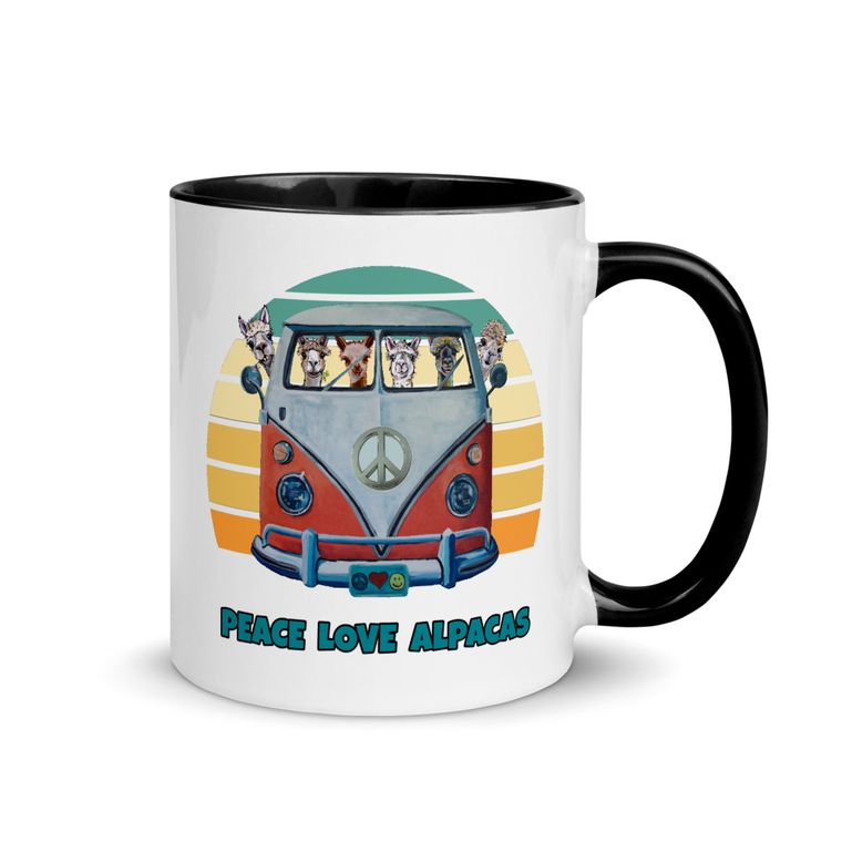 Peace Love Alpacas Hippie Van Coffee Mug