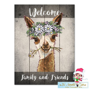Alpaca with Daisies Pallet Wood Home Decor