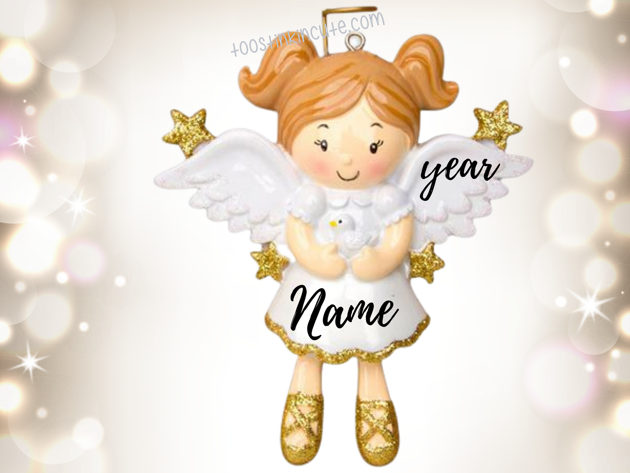 Girl Angel with Dove Personalized Christmas Ornament