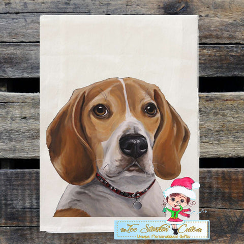 Set of 2 Beagle Dog Flour Sack Towel/ Tea Towel