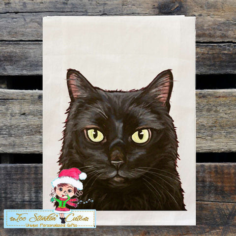 Set of 2 Black Cat Flour Sack Towel/ Tea Towel