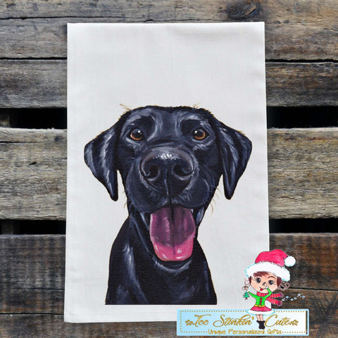 Set of 2 Black Lab Dog Flour Sack Towel/ Tea Towel