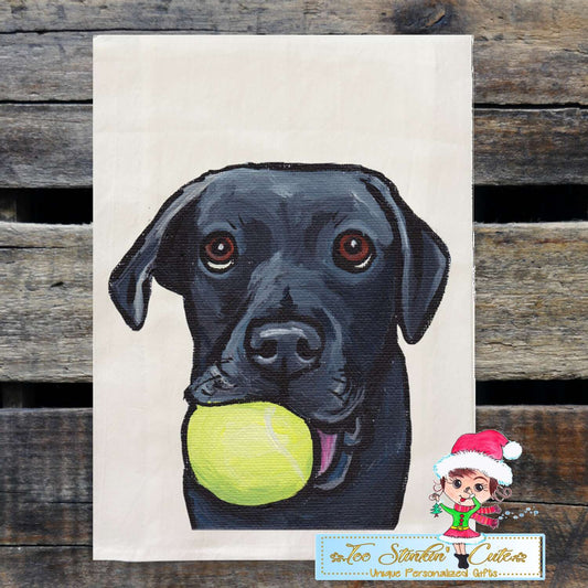 Set of 2 Black Lab Dog Flour Sack Towel/ Tea Towel