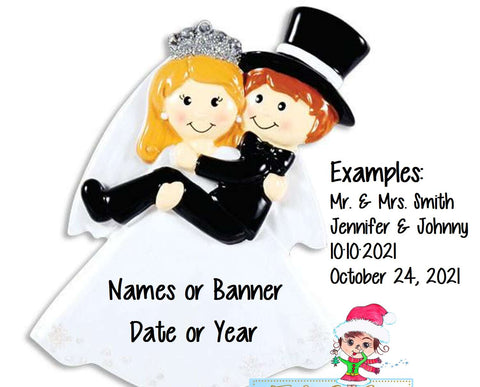 Bride Carrying Groom Personalized Christmas Ornament