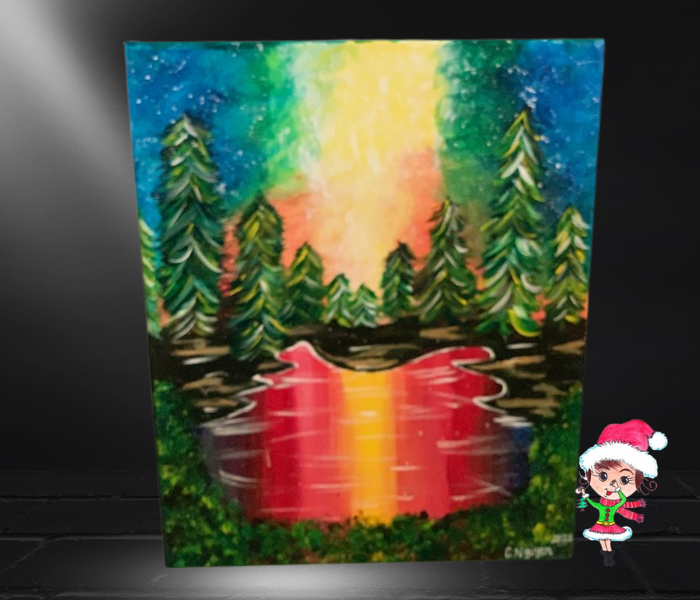 Colorful Bright Lights Hand Painted Acrylic on Canvas Artwork By Cassandra
