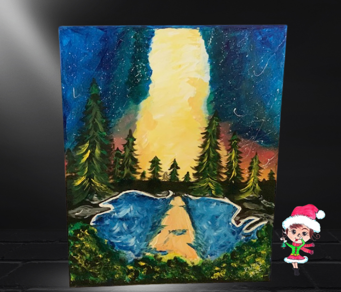 Colorful Bright Lights Hand Painted Acrylic on Canvas Artwork By Phillip