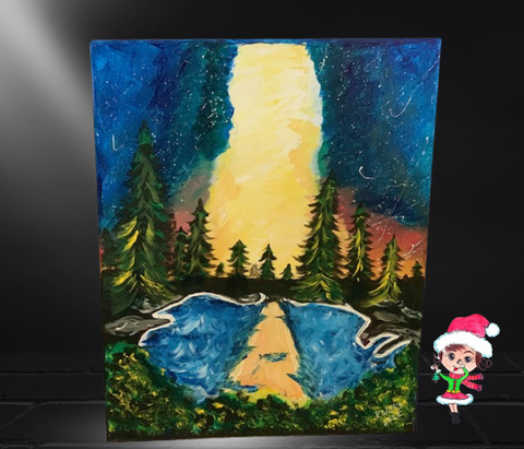 Colorful Bright Lights Hand Painted Acrylic on Canvas Artwork By Phillip