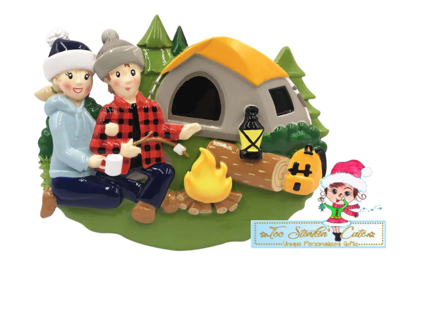 Personalized Christmas Camping Tent Family of 2 Ornament|Camper Ornament|Camping Ornament|Happy Camper|Camping Gift|Happy Camper Ornament