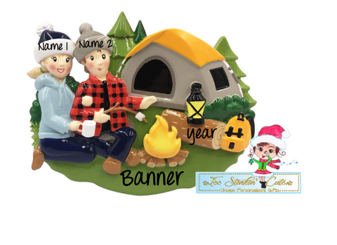 Personalized Christmas Camping Tent Family of 2 Ornament|Camper Ornament|Camping Ornament|Happy Camper|Camping Gift|Happy Camper Ornament
