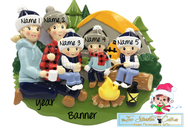 Personalized Christmas Camping Tent Family of 5 Ornament|Camper Ornament|Camping Ornament|Happy Camper|Camping Gift|Happy Camper Ornament
