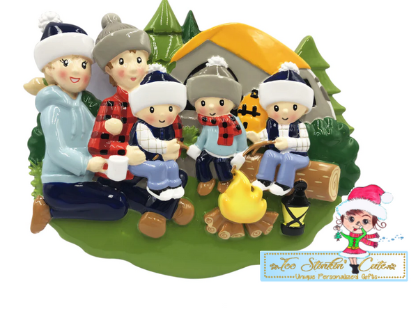 Personalized Christmas Camping Tent Family of 5 Ornament|Camper Ornament|Camping Ornament|Happy Camper|Camping Gift|Happy Camper Ornament