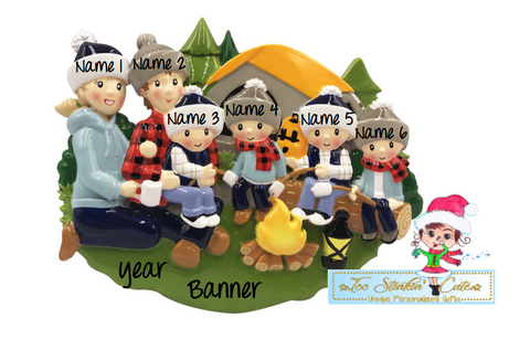 Personalized Christmas Camping Tent Family of 6 Ornament|Camper Ornament|Camping Ornament|Happy Camper|Camping Gift|Happy Camper Ornament
