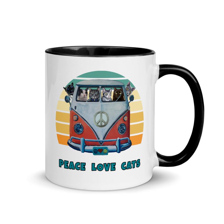 Peace Love & Cats Hippie Van Coffee Mug