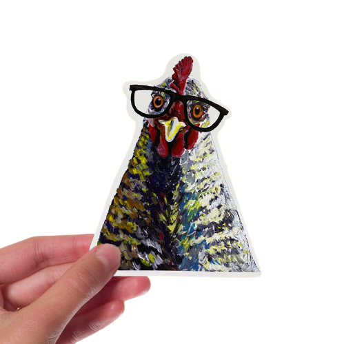 Chicken w/ Glasses Sticker