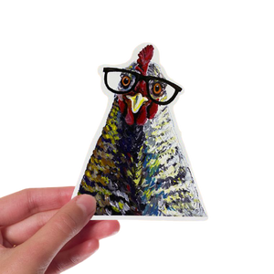 Chicken w/ Glasses Sticker
