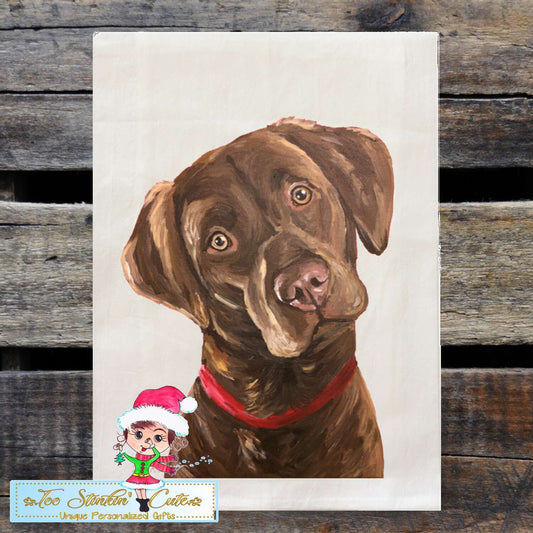 Set of 2 Chocolate Lab Dog Flour Sack Towel/ Tea Towel