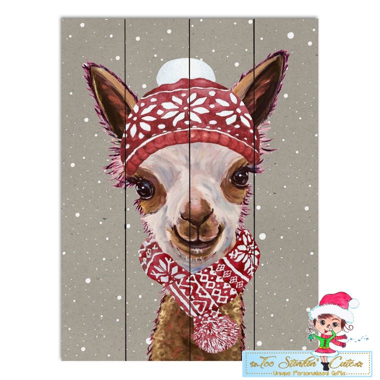 Christmas Alpaca Pallet Wood Home Decor