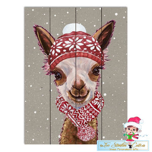 Christmas Alpaca Pallet Wood Home Decor