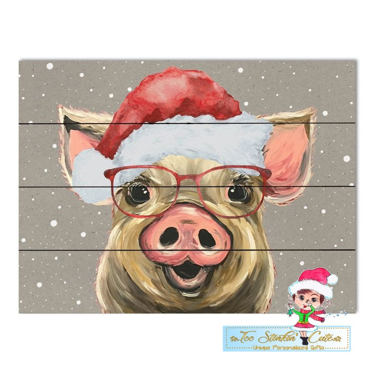 Christmas Pig Pallet Wood Home Decor