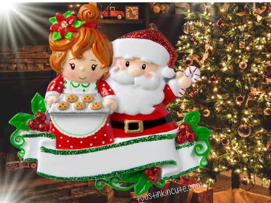 Mr. and Mrs. Claus Family of 2 Personalized Christmas Ornament