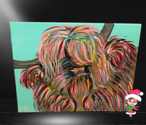 Colorful Highland Cow Hand Painted Acrylic on Canvas Artwork By Kohlie