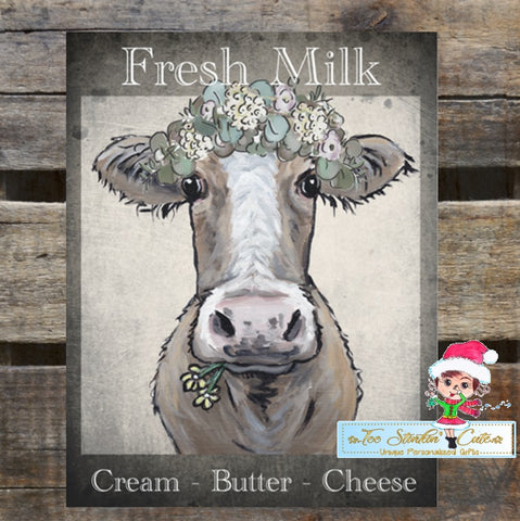Cow Fresh Milk Tin Sign