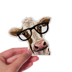 Cow w/ Glasses Sticker