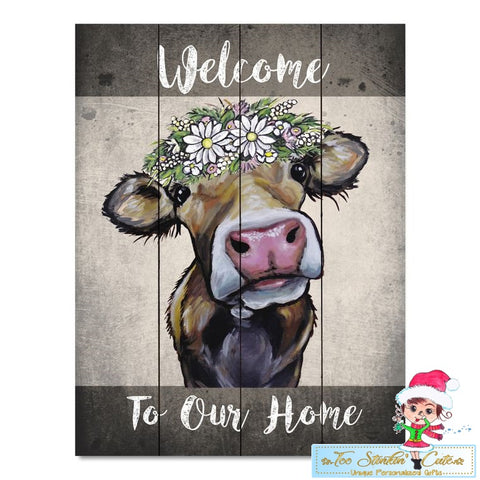 Cow with Daisies Pallet Wood Home Decor