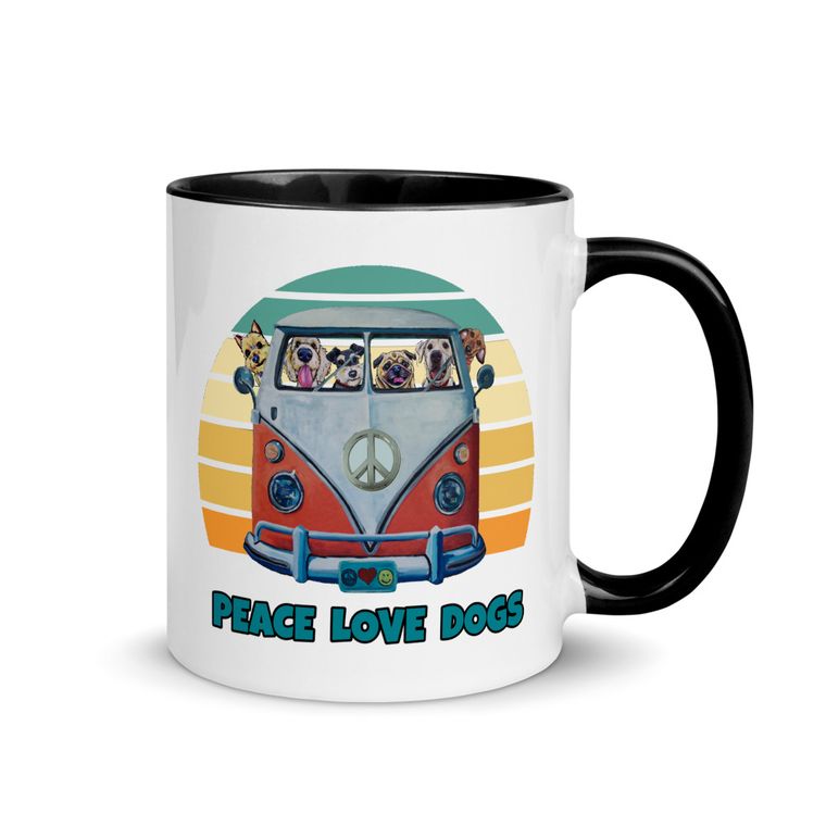 Peace Love & Dogs Hippie Van Coffee Mug