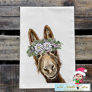 Donkey with Daisies Flour Sack Towel/ Tea Towel