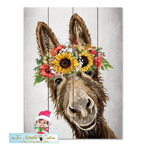 Donkey with Sunflowers Pallet Wood Home Decor