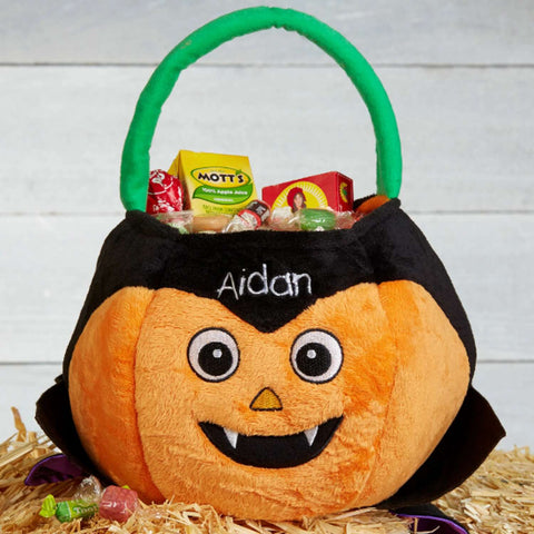 Vampire Pumpkin Personalized Halloween Trick or Treat Bag|Pumpkin Candy Bag|Halloween Tote Bag|Halloween Candy Bag|Trick or Treat Bucket