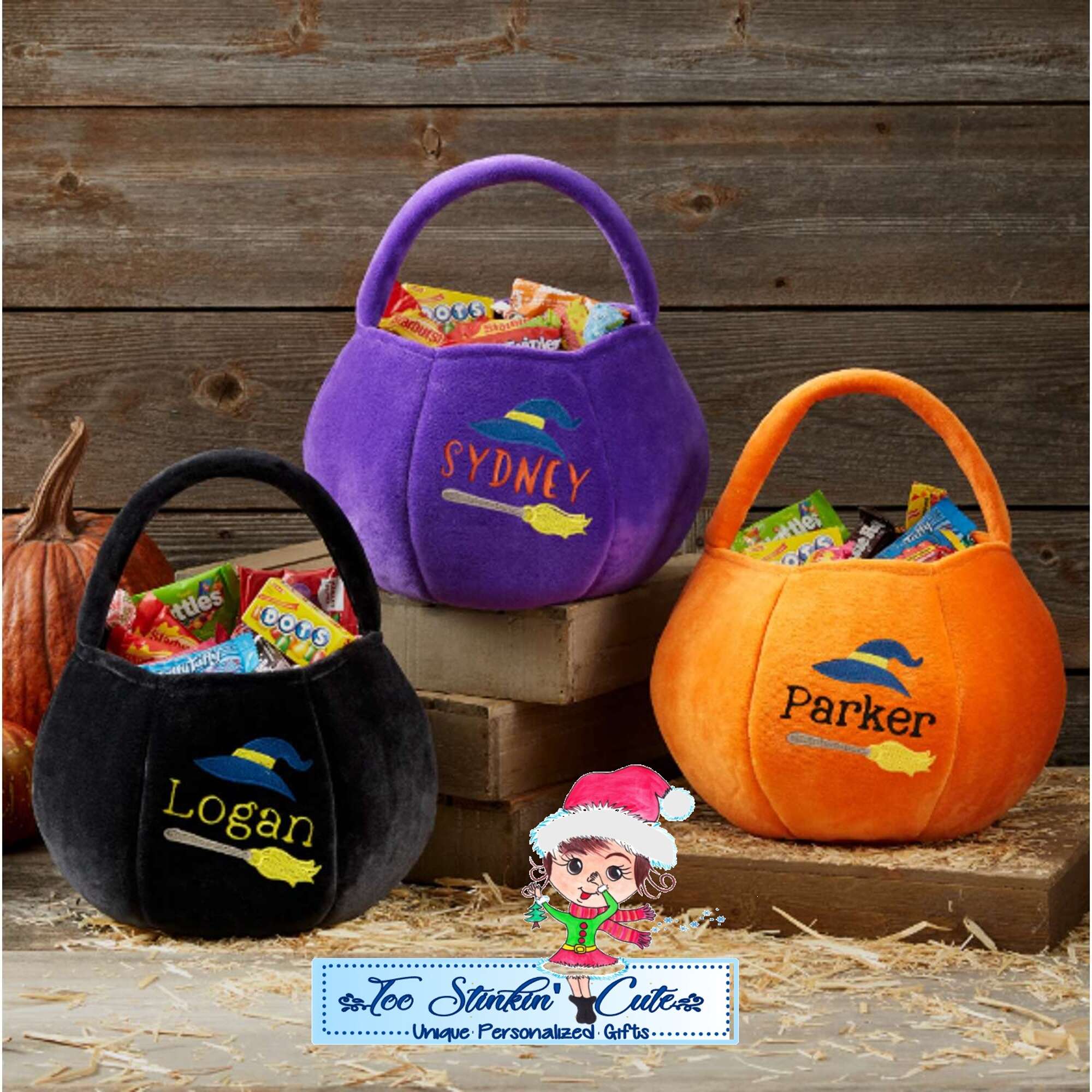 Personalized Witch Halloween Trick or Treat Bag|Pumpkin Candy Bag|Halloween Tote Bag|Halloween Candy Bag|Trick or Treat Bucket|Treat Bag