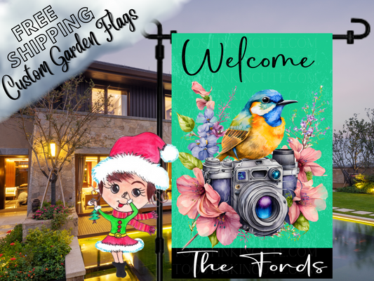 Camera Garden Flag,Bird Garden Flag,Garden Bird,Garden Bird Bath,Personalize Garden Flag,Spring Garden Flag,Bird Camera Flag,Bird House Flag