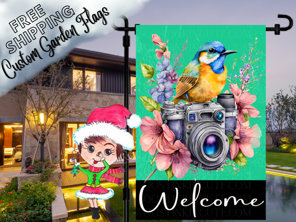 Bird Garden Flag,Camera Garden Flag,Garden Bird,Garden Bird Bath,Personalize Garden Flag,Spring Garden Flag,Bird Camera Flag,Bird House Flag