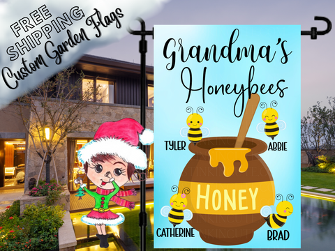 Bee Garden Flag,Flag for Grandma,Grandkid Flag,Family Garden Flag,Flower Garden Flag,Bee Flag,Spring Garden Flag,Welcome House Flag,Honeybee