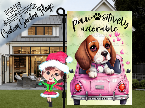 Custom Personalized Dog Garden Flag|Pet Garden Flag|Basset Hound Flag|Funny Dog Flags|Dog Welcome Flag|Pet Flag Dog|Custom Pet Garden Flag