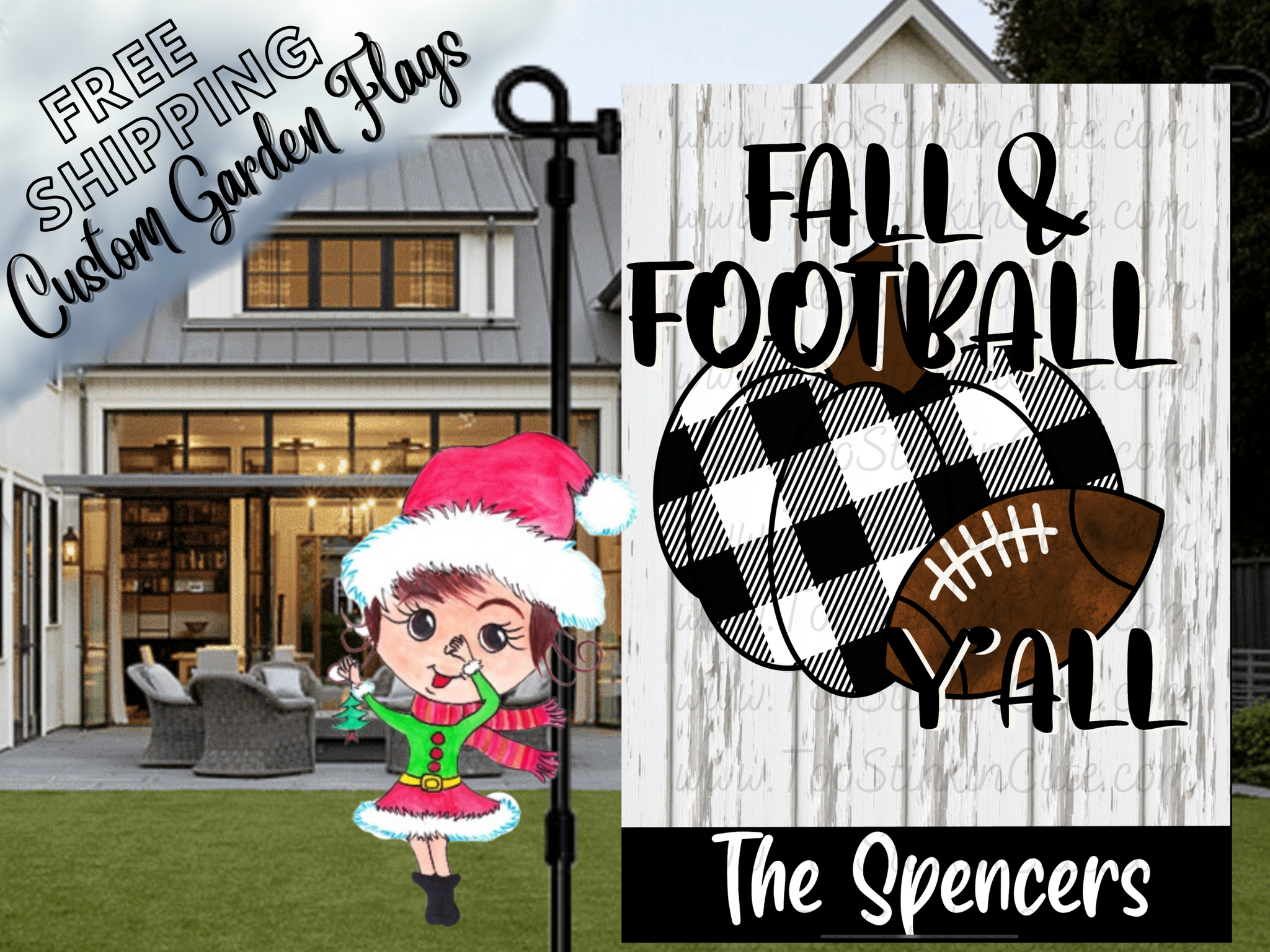 Fall & Football Y'all Personalized Garden Flag|Football Garden Flag|Football Flag|Football Fall Flag|Fall Garden Flag|Personalized Football