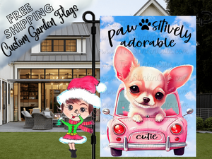 Custom Personalized Dog Garden Flag|Pet Garden Flag|Chihuahua Dog Flags|Dog Welcome Flag|Garden Dog|Custom Pet Garden Flag