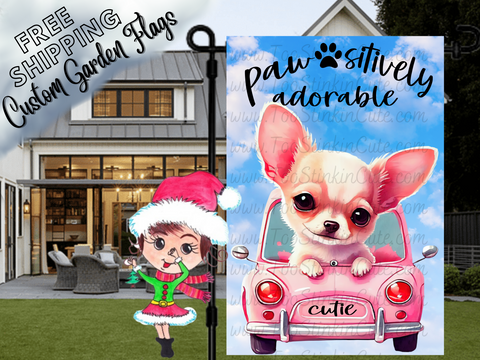 Custom Personalized Dog Garden Flag|Pet Garden Flag|Chihuahua Dog Flags|Dog Welcome Flag|Garden Dog|Custom Pet Garden Flag
