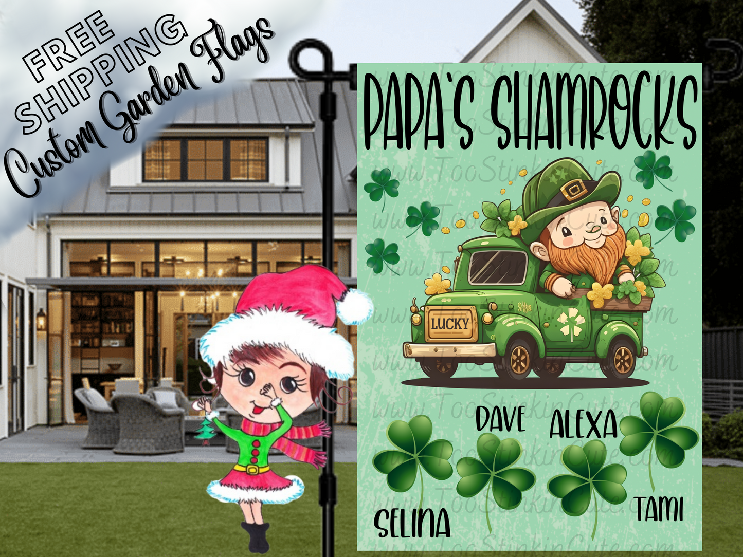 Custom Personalized St. Patrick's Day Flag|Custom St. Patrick's Day Garden Flag|Happy St. Patricks Day Flag|Family Name Flag|Irish Garden