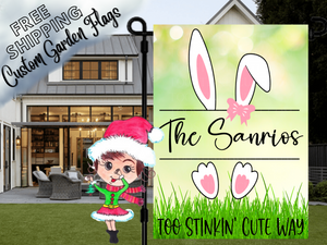 Personalized Easter Flag|Custom Bunny Ears Easter Flag|Custom Easter|Easter Bunny Flag|Easter Bunny Garden|Garden Bunny|Easter Address Flag