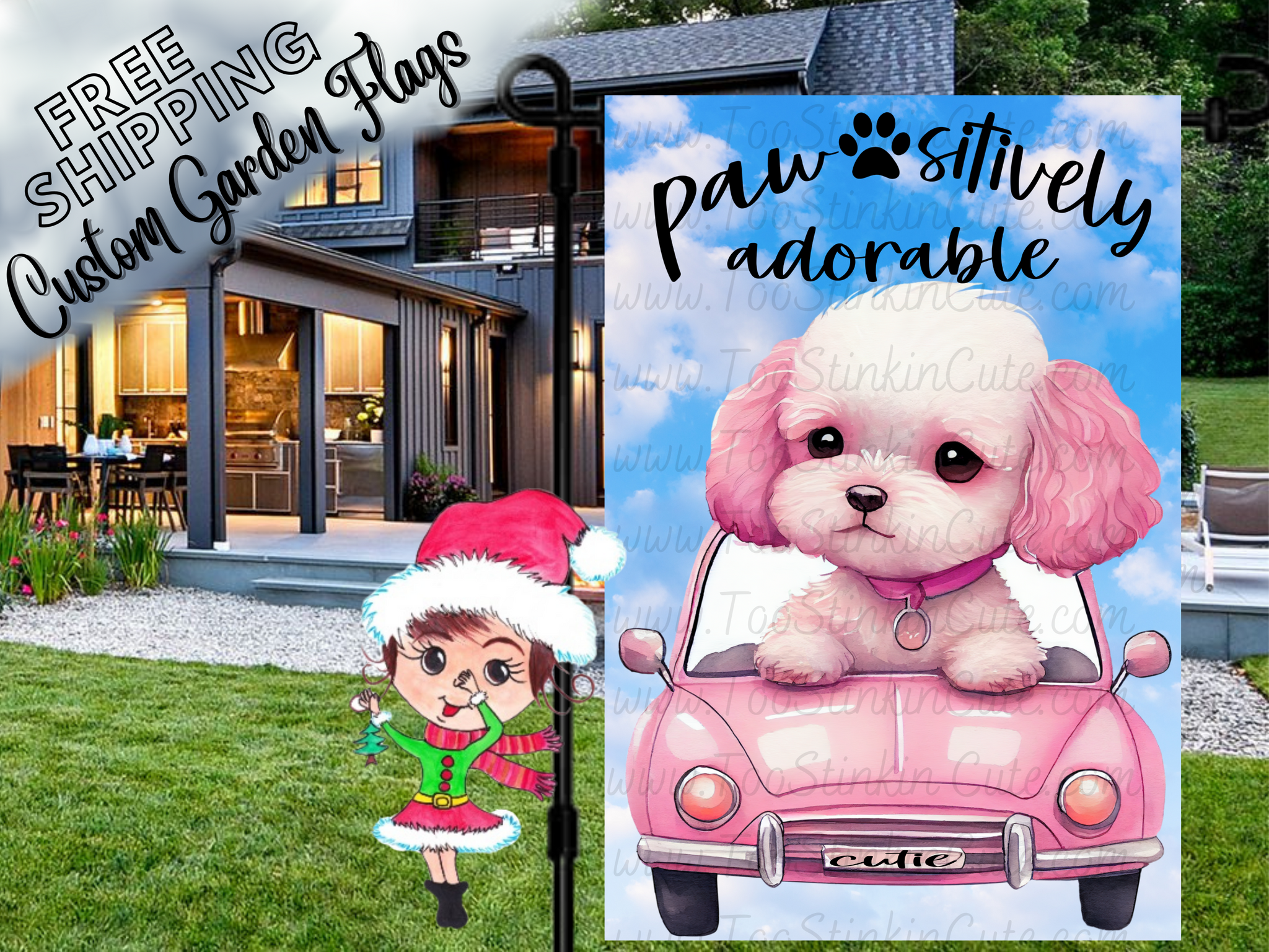 Custom Personalized Dog Garden Flag|Pet Garden Flag|Poodle Dog Flags|Dog Welcome Flag|Garden Dog|Custom Pet Garden Flag