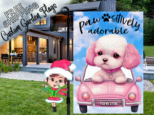Custom Personalized Dog Garden Flag|Pet Garden Flag|Poodle Dog Flags|Dog Welcome Flag|Garden Dog|Custom Pet Garden Flag