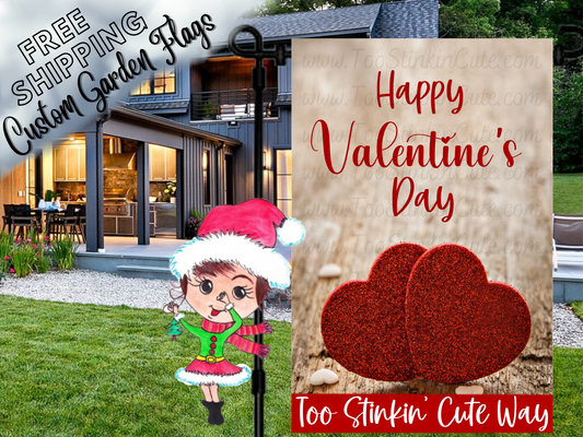 Valentine's Day Personalized Garden Flag|Personalized Flag|Valentines Day Flag|Hearts Garden Flag|Valentines Garden Flag|Heart Flag|Mailbox