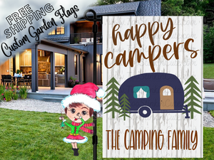 Happy Camper Personalized Garden Flag|Camping Flag|Campsite Flag|Camper Garden Flag|Happy Camper Garden Flag|Camper Mailbox Flag|Custom Flag