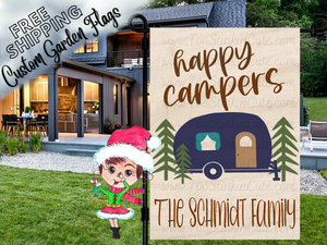 Happy Camper Personalized Garden Flag|Camping Flag|Campsite Flag|Camper Garden Flag|Happy Camper Garden Flag|Camper Mailbox Flag|Custom Flag