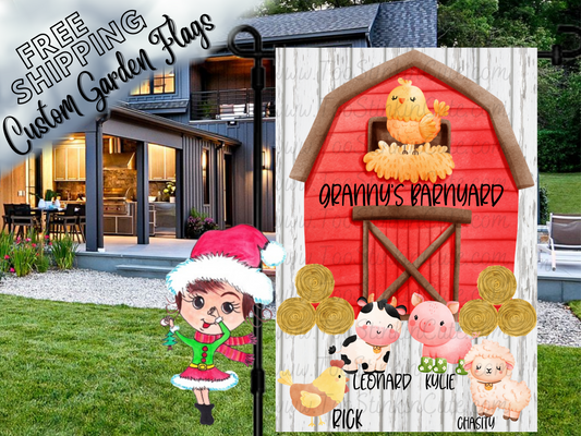 Custom Personalized Farm Animal Barnyard Garden Flag