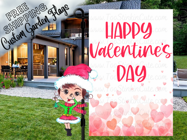 Personalized Valentines Day Garden Flag|Valentines Custom Garden Flag|Valentine Hearts Flag|Valentines Garden Flag|Hearts Garden Flag